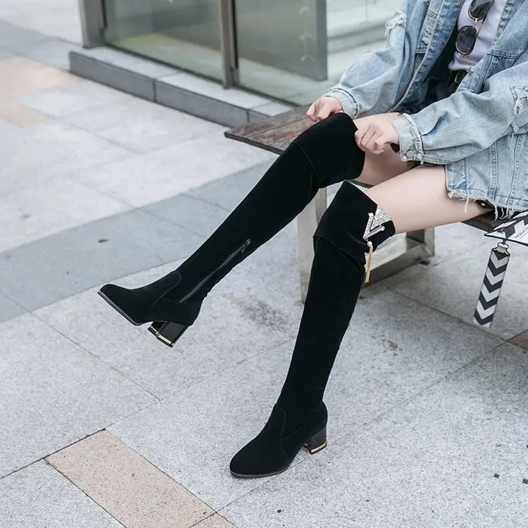 over the knee boots mid heel