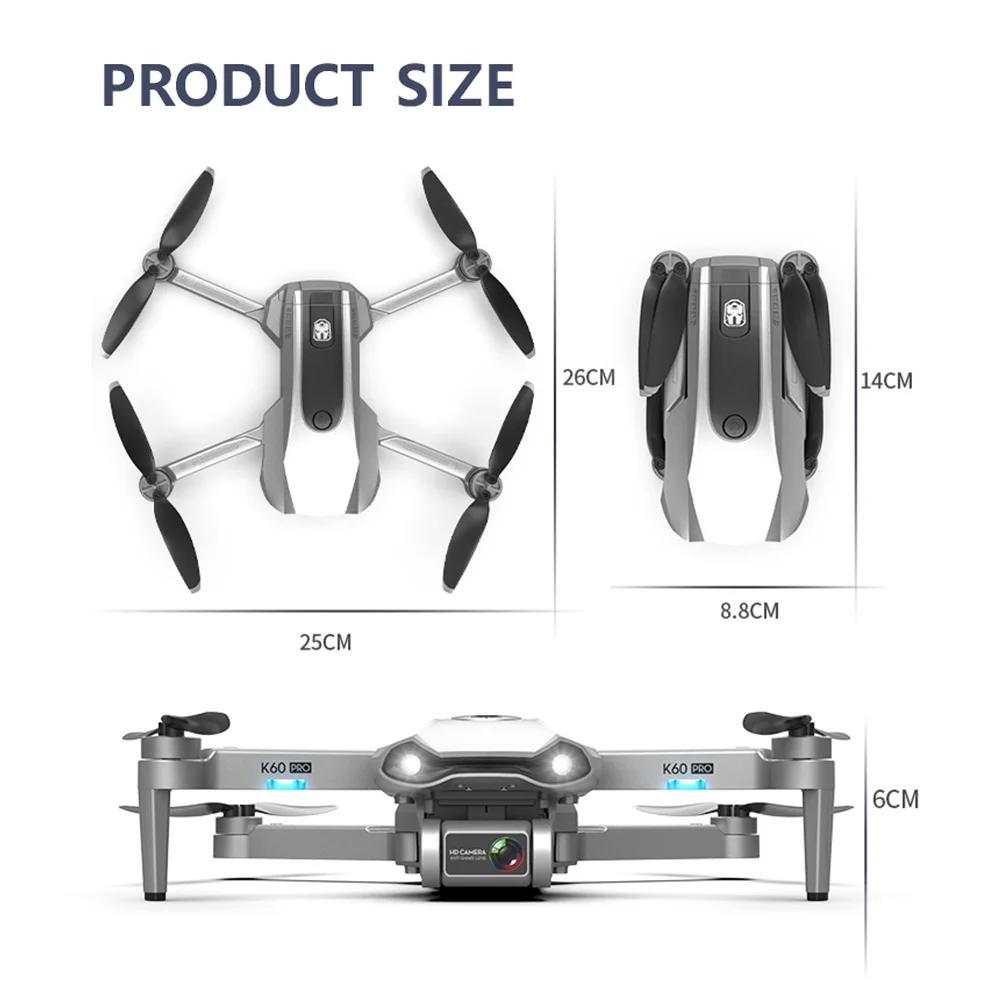 K60 Дрон 6k HD Двойная камера низкого давления однонаправленное gimbal с разрешением 4k
