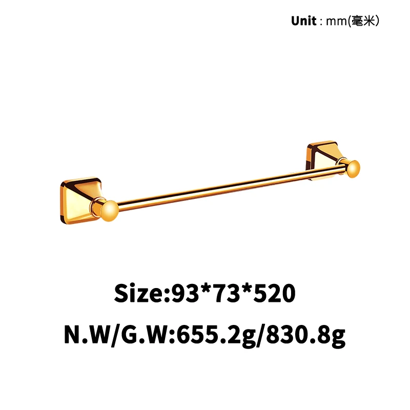 456 1Pcs WNP Gold Titanium Polished Single Towel Rack 456/547 Bathroom Hardware Wall Mounted Bathroom Accessories - Color: 456