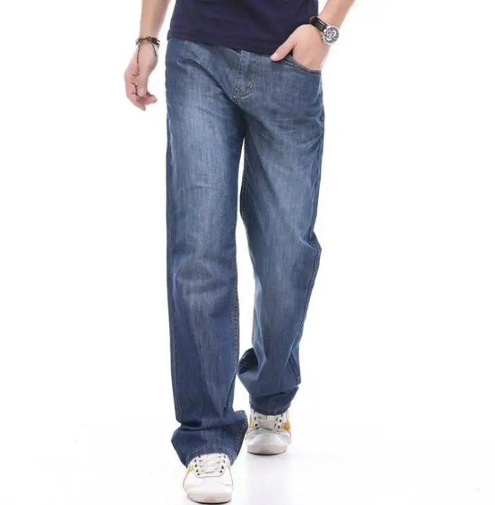 2022 Plus Size Jeans Spring Autumn Men's Denim Pants Mens Loose Straight Long Trousers Seasons Business Casual Cowboy Bottoms