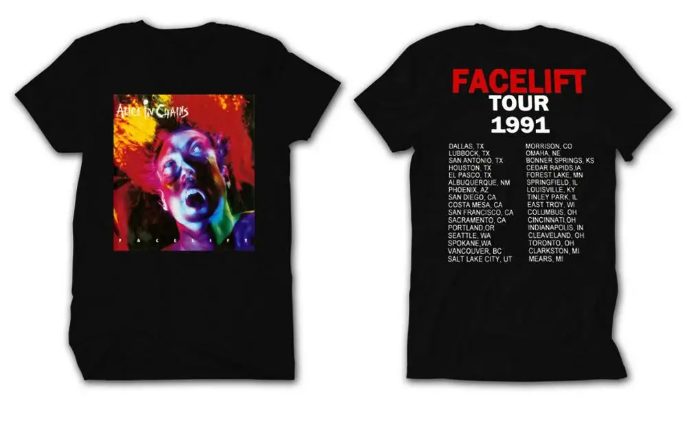 Винтажная двухсторонняя Мужская рубашка Alice In Chain с круглым вырезом лето 1990 |