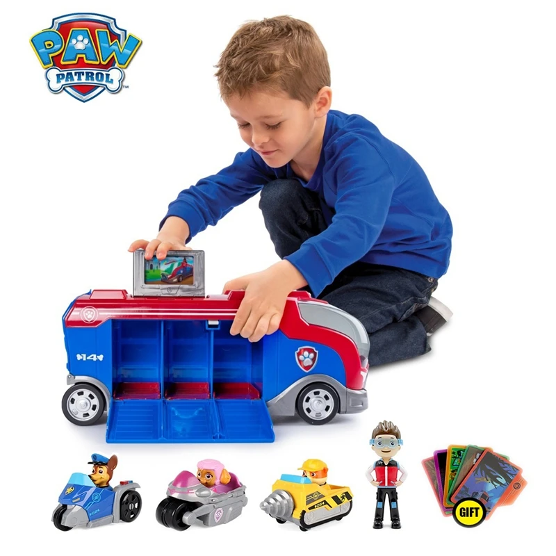 Paw Patrol автобус с музыкой Paw Patrol автомобиль Миссия крейсер большой грузовик игрушка собаки Спасательная команда дети Фигурки игрушки рождественские подарки - Цвет: BUS NO BOX