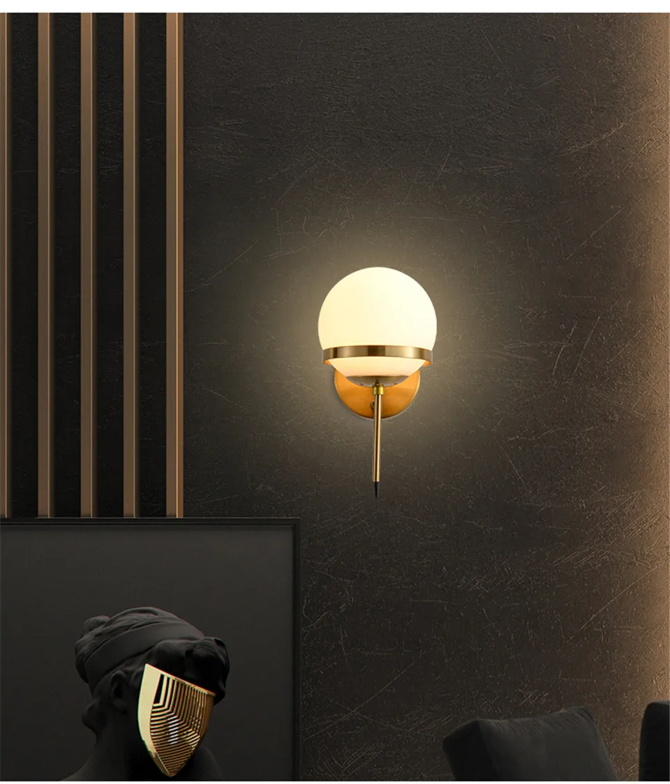 Современный Железный стеклянный светодиодный настенный светильник для гостиной, ванной комнаты, бра, светильник, прикроватная тумбочка для спальни, настенный светильник для лестниц