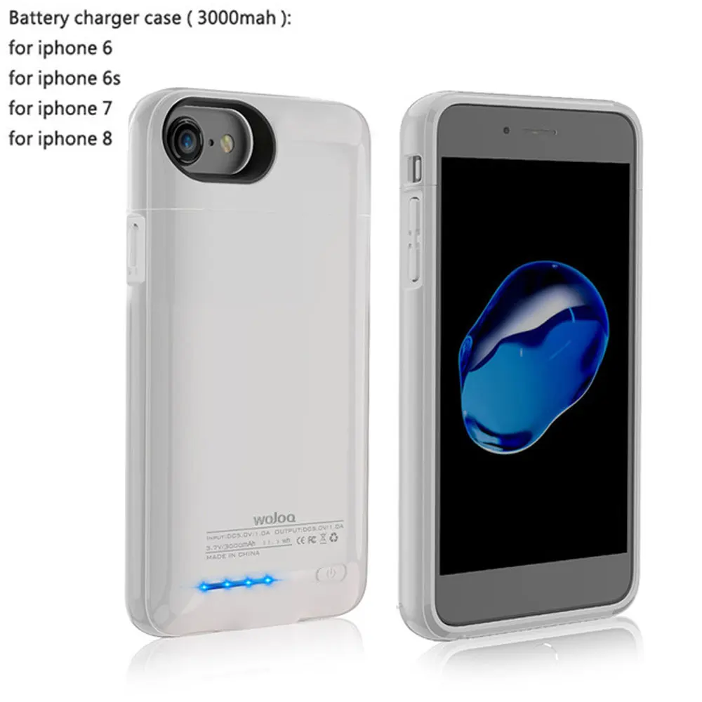 White for 6 6s 7 8 Чехол для зарядного устройства для iPhone 6, 6s, 7, 8 Plus, внешний аккумулятор, чехол, ультра тонкий внешний аккумулятор, чехол для зарядки iP6, 3000/4200 мА/ч - Цвет: White for 6 6s 7 8
