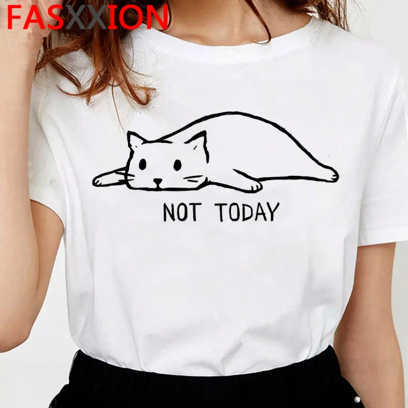 1587 Женская футболка с котом, новинка, забавная футболка kawaii ulzzang, корейский стиль, Женский Готический Графический Повседневный Топ, футболка, эстетическая футболка для женщин - Цвет: 1587