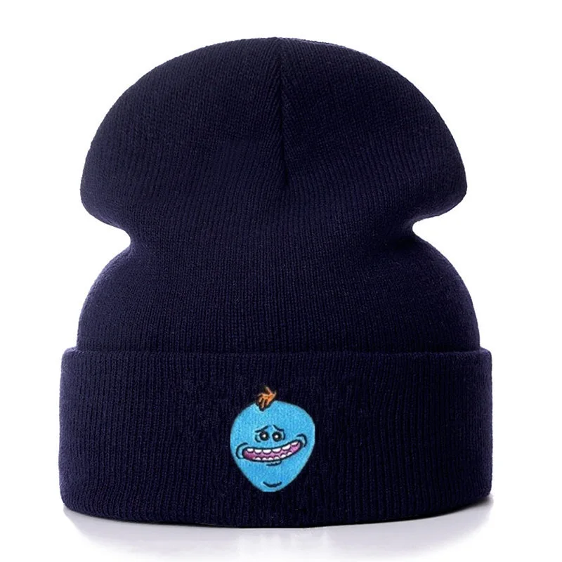 RICK AND MORTY Mr. Meeseeks хлопковые повседневные шапочки для мужчин и женщин вязаная зимняя однотонная шляпа хип-хоп Skullies шляпа Кепка в стиле унисекс