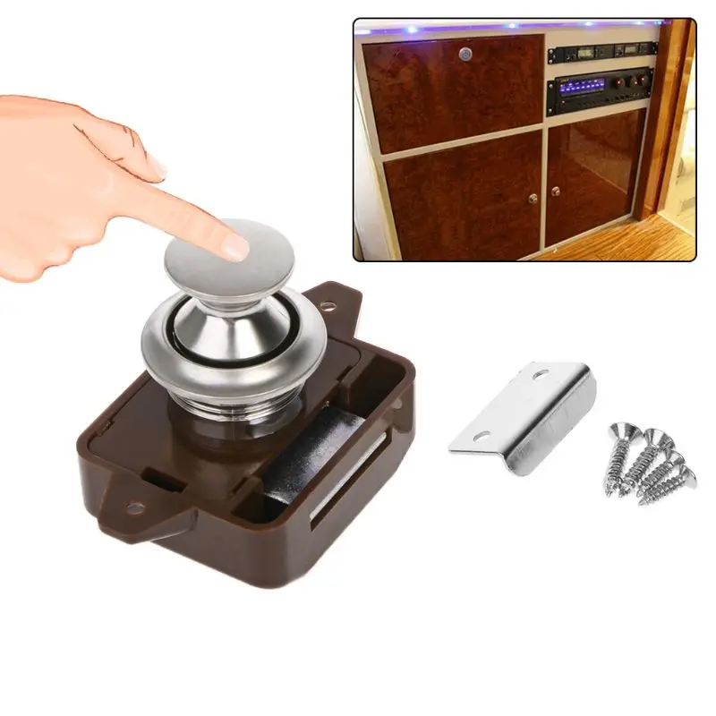 

New 1 Pc Car Push Lock RV Caravan Boat Motor Home Cabinet Drawer Latch Button Locks For Furniture Hardware Accessories