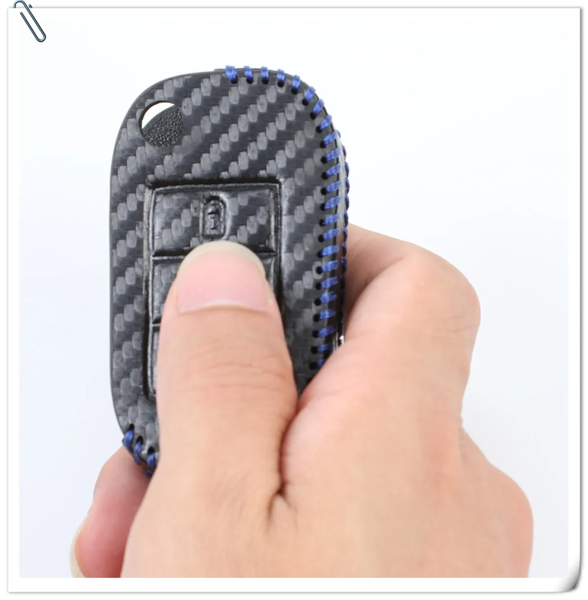 Portachiavi per auto in pelle di carbonio a 3 pulsanti per Peugeot 3008 208 308 508 408 2008 Citroen Protector Cover Holder accessori per auto in pelle - H28f8dc423c234a8eab65e693ac2c7fa1V