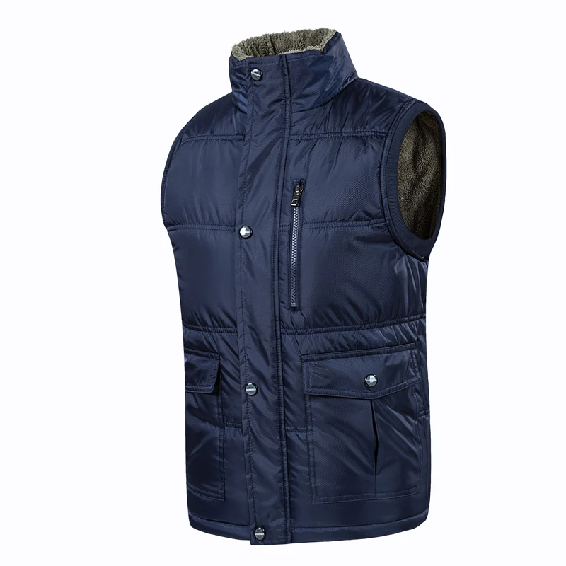 Dark Blue MANTLCONX, зимний мужской флисовый жилет, зимняя верхняя одежда без рукавов, теплая флисовая подкладка, жилеты, мужской утепленный жилет, мужская куртка, пальто - Цвет: Dark Blue