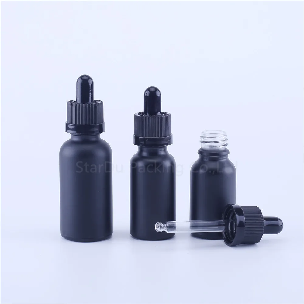 5ml 10ml 15ml 20ml 30ML 50ml 100ml 매트 블랙 유리 병 에센셜 오일 Dropper, 어린이 안전 커버와 검은 병