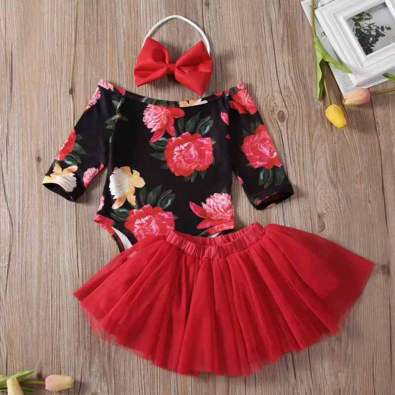 Pudcoco/Осенняя Одежда для новорожденных девочек из 3 предметов комбинезон с длинными рукавами, Топы+ юбка-пачка+ повязка на голову, комплекты одежды