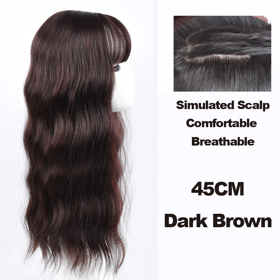 AILIADE 35/45CM Synthetic Hair Piece 3 Clip In one Piece Water Wave Hair  with Bangs for Women - AliExpress