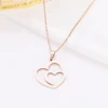 DOTIFI-collier en acier inoxydable pour femmes et hommes, pendentif en or Rose, Double cœur, collier de fiançailles, bijoux ► Photo 2/6