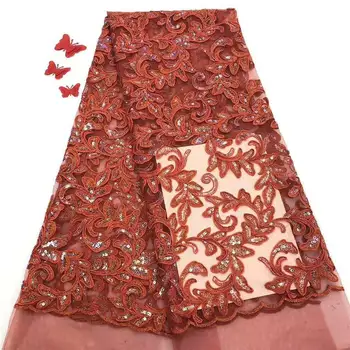 

2019 Latest French Nigerian Laces Fabrics High Quality Tulle African Laces Fabric Wedding African French Tulle Lace Black wine