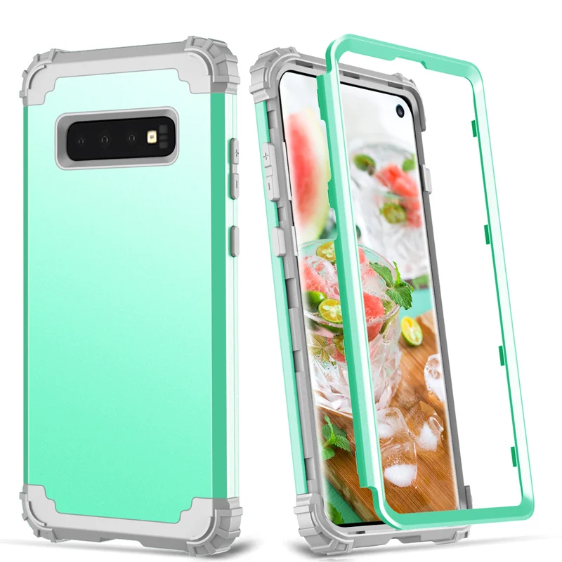 

For Samsung S10 Silicon PC Phone Case S8 S9 Shockproof Back Case 3 in 1 Safe Protecitve Cover Case for Samsung Galaxy S10 Plus