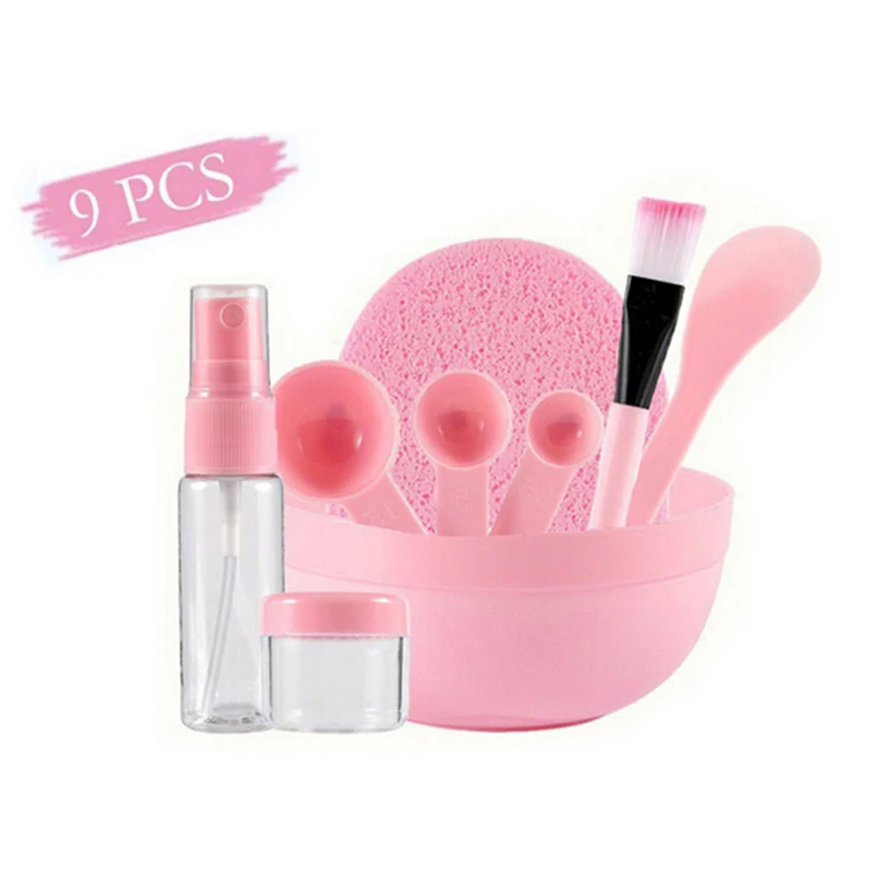 9 Pcs/Set Bowl Brush Spoon Stick Bottle Sponge DIY Facial Mask Tools Kit Homemade Makeup Beauty Tool | Красота и здоровье