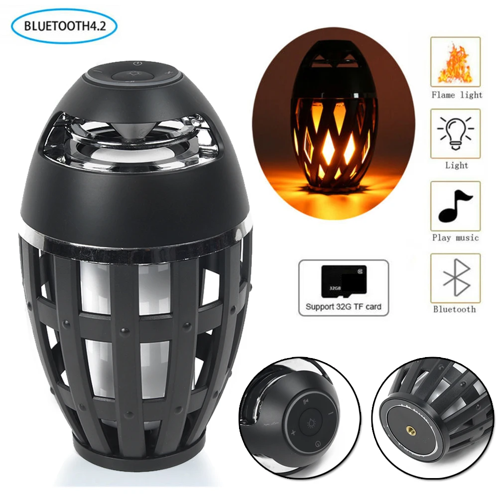 Открытый беспроводной Bluetooth динамик TF карта музыка портативный светодиодный эффект пламени лампа зарядка Входная мощность: DC 5 В(micro USB