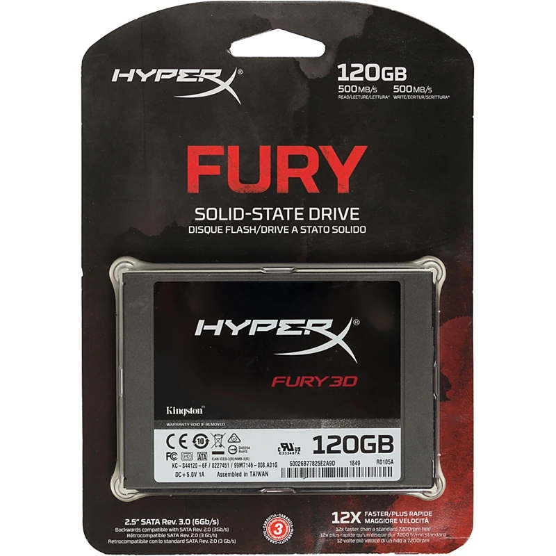 Накопитель SSD Kingston SATA III 120Gb KC-S44120-6F Fury 3D 2.5"