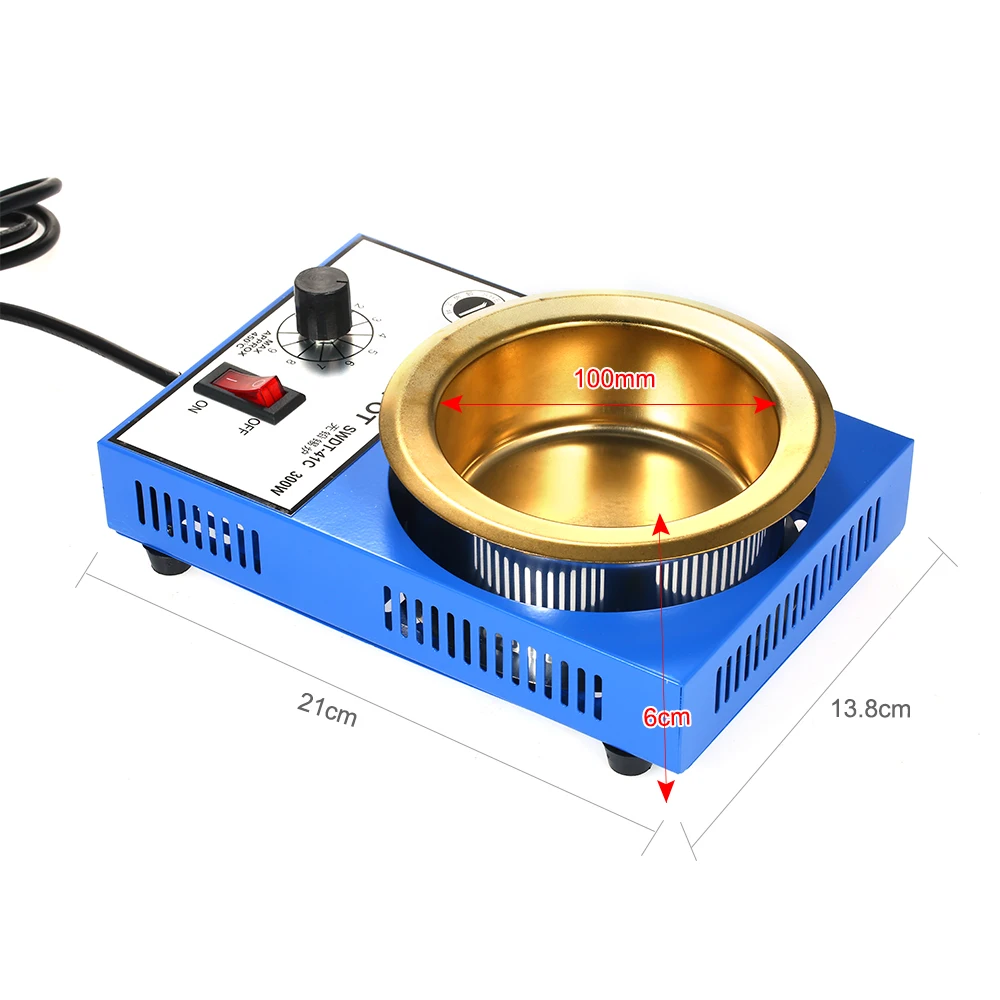 220V 300W припоя горшок плавильная печь для олова терморегуляция Пайка и Распайка ванна 100/80/50/38 мм 200~ 450 по Цельсию штепсельная вилка европейского стандарта