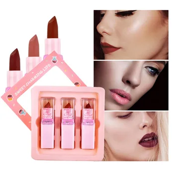 

Wholesale 3pcs Matte Lipstick Long-lasting Waterproof Smudge-proof Easy To Color Velvet Lipstick Cosmetic 2019