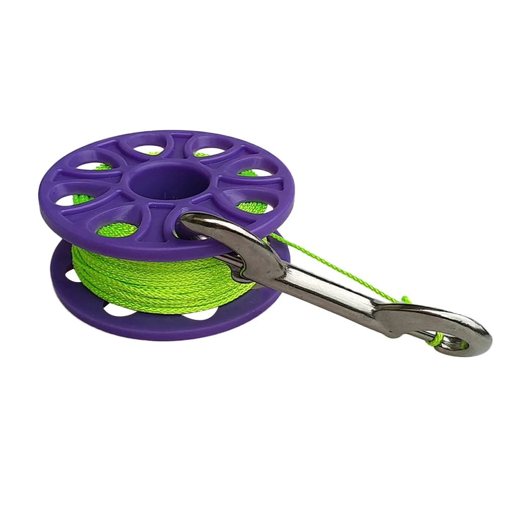Scuba Diving Finger Spool Reel 30m Line Bolt Snap Double Swivels Clip Gear Equipment Multicolor Scuba Diving Finger Spool
