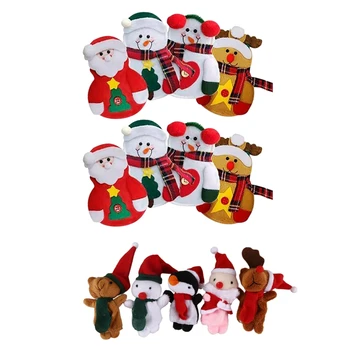 

Finger Puppet/Dolls/Toys Story-Telling Props with 8Pcs Cutlery Holder Snowman / Santa Clause / Elk Christmas Cutlery