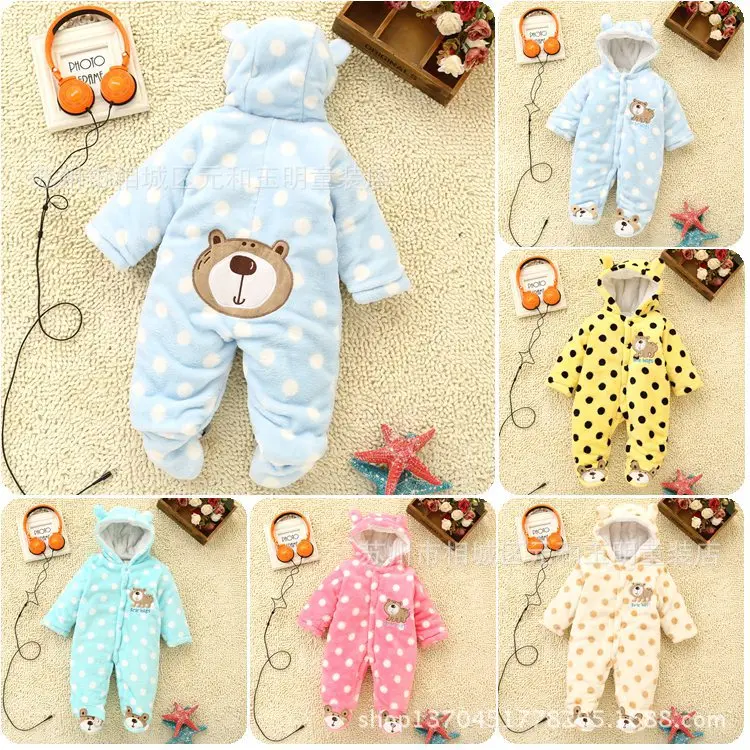 

Coral Velvet Thick Onesie Winter Style BABY'S Romper 0-1-Year-Old Infant Nursing Cotton Coat 1924