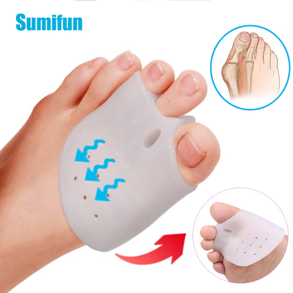 Sumifun 4Pcs Silicone Gel Bunion Toe Separator Forefoot Protector Pads Hallux Valgus Orthopedic Foot Care Thumb Straightener