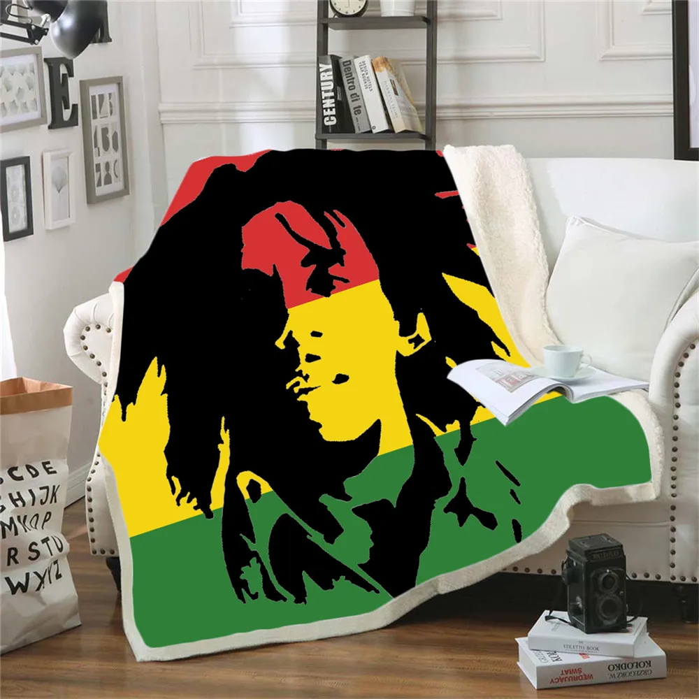 

Reggae Singer Bob Marley Weed Skinny Bedspread Throw Bed Blanket Sofa Chair Rest Bed Linen Home Indoor Blanket Adult Children 06