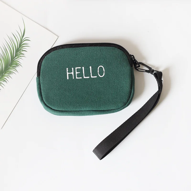New Fashion Hello Letter Pattern Wrist Wallet Casual Storage Card Bag Simple Student Mini Bag