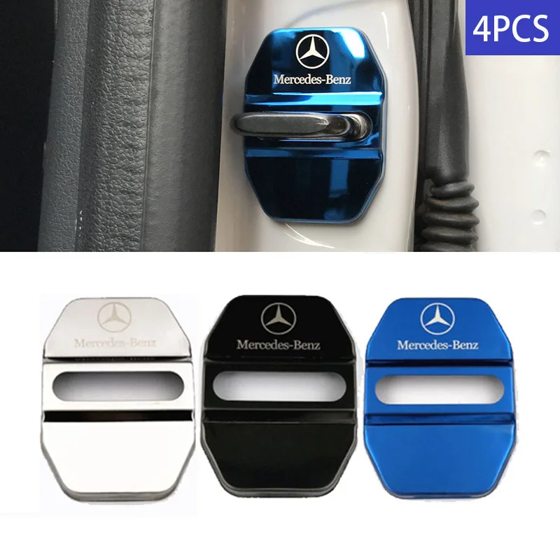 

4pcs Door Lock Decoration Protection Cover Emblem case for Mercedes benz A B R G Class GLK GLA w204 W251 W463 W176 Accessories