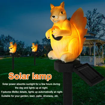 

Solar Light Outdoor Garden Cute Squirrel Shape Ground Insert Weather Resistant Decoration Simulation Resin Lawn Small Led Yard