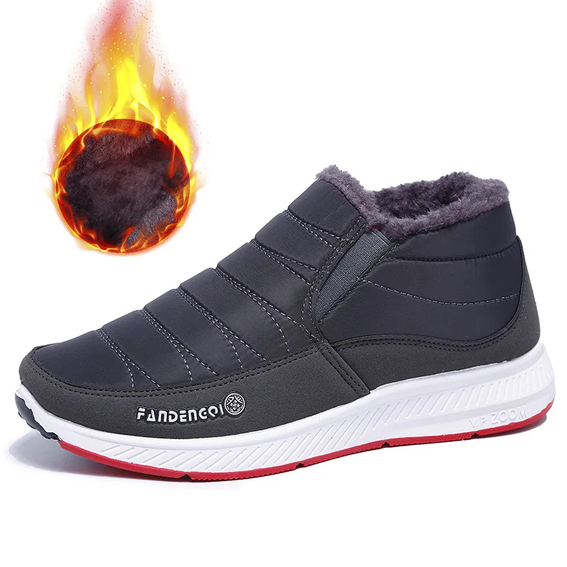men gray JINTOHO/Новая модная женская зимняя обувь; однотонные зимние ботинки; теплые водонепроницаемые лыжные ботинки с плюшевой подкладкой; унисекс; M8/A6 - Цвет: men gray