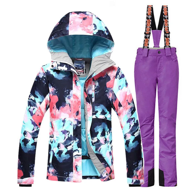 Colorfuls женский зимний костюм одежда 10K водонепроницаемый ветрозащитный, для открытого спорта Одежда Сноубординг костюм зимние штаны+ Лыжная куртка - Цвет: picture jacket pant