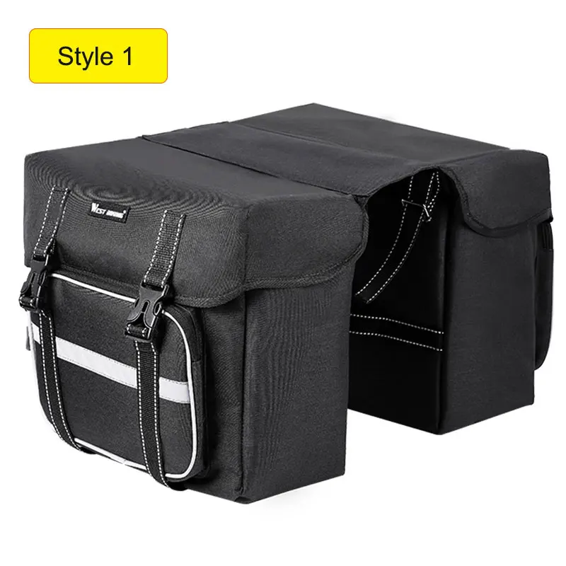 Style 1 Black Горная дорога велосипед багажник мешок Светоотражающая полоса Велоспорт Задняя стойка хвост седельная корзина багаж Перевозчик с дождевой крышкой XA235D - Цвет: Style 1 Black