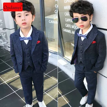 

Boy Suit Wedding Costume Birthday Party Evening Dress Jacket + Pants + Vest Suit Boy Tuxedo