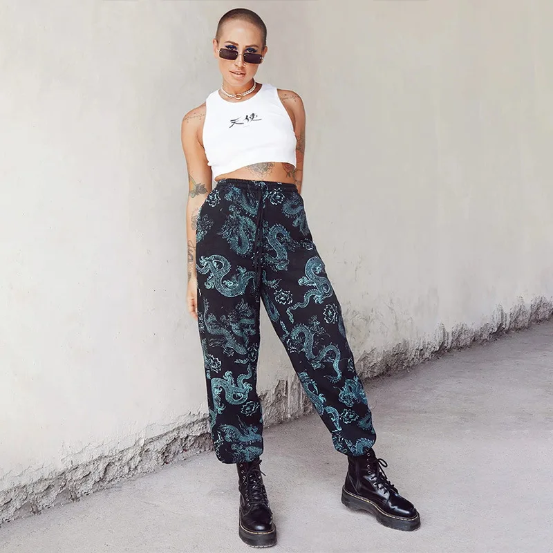 NCLAGEN Dragon Print Woman Pant High Waist Harem Pants Streetwear Loose Casual Joggers 2020 Capris Mujer Sudadera Women Trousers NCLAGEN Dragon Print Woman Pant High Waist Harem Pants Streetwear Loose Casual Joggers 2020 Capris Mujer Sudadera Women Trousers