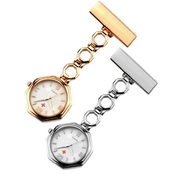 

Geometric Dial Stainless Steel Nurse Watch Brooch Fob Watch Quartz