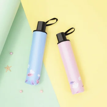 

Hot Colorful Green Tree Leaf Folding Travel Sun Umbrella Sunblock UV Protection Rain Resistant Umbrella For Girl Women
