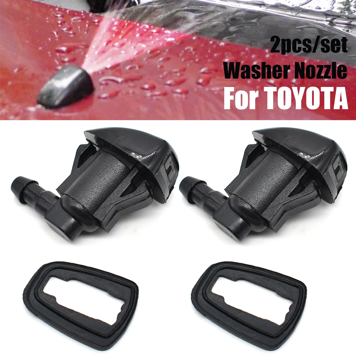 2Pcs Car Front Windshield Water Spray Wiper Nozzle 85381AE020 For