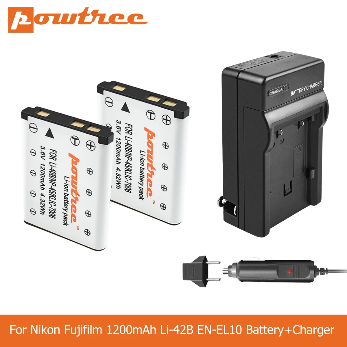 POWTREE 1.2Ah Li 40B NP45 42B EN EL10 RU ENEL10 цифровой Камера Батарея + Зарядное устройство для