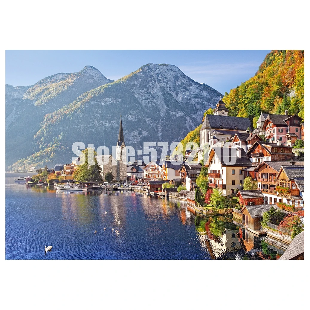 DIY Diamond Painting Hallstatt Austria Lakes &amp Rivers Embroidery Full Rhinestone 5D Mosaic Cross Stitch Decor | Дом и сад