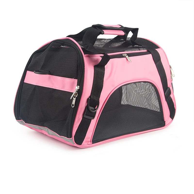 Мягкие переносные переноски, переносная сумка для домашних животных, розовая сумка для переноски собак, синяя переноска для кошек, исходящая дорожная дышащая Сумочка для домашних животных - Цвет: Розовый