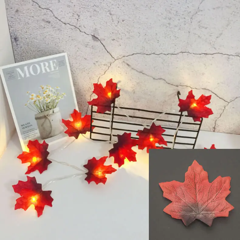 Red Black Diwali светильник, гирлянда, светодиодный светильник для патио, с кленовыми листьями, для спальни, цепь лампы, для праздничного салона, вечерние украшения, для лестницы, осень - Испускаемый цвет: Red Black