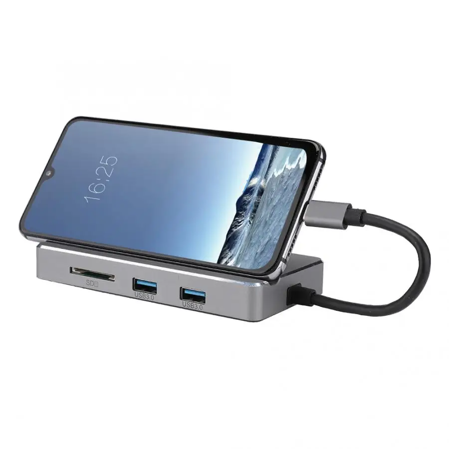 8 в 1 type-C концентратор RJ45 type-C женский PD 4K HDMI TF безопасная цифровая карта памяти Readrt USB2.0 A 2* USB3.0