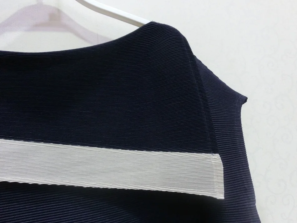 Горячая Распродажа Miyake модное платье трапециевидной формы с коротким рукавом и лоскутным воротником