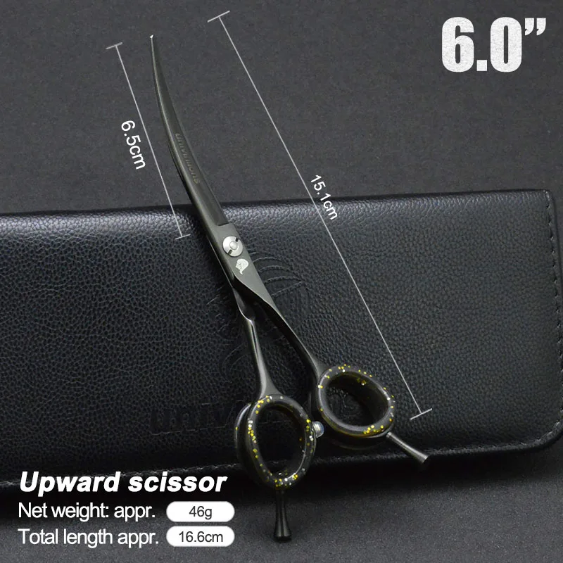 6" Cat Scissors Pet Dog Grooming Scissors Up Curved Shears Pet Animal Hair Scissors Horse Shears Upward Hair Cutting Tools VG10