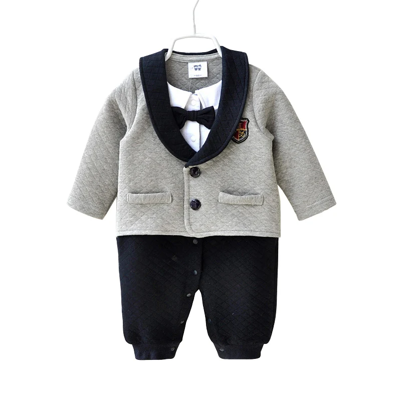 Новый осенний хлопковый комбинезон для маленьких мальчиков Rompe рубашка