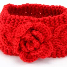 Зимний стиль, модный Европейский и американский вязаный льняной цветной Плетеный головной убор с цветком камелии, детская теплая повязка для волос