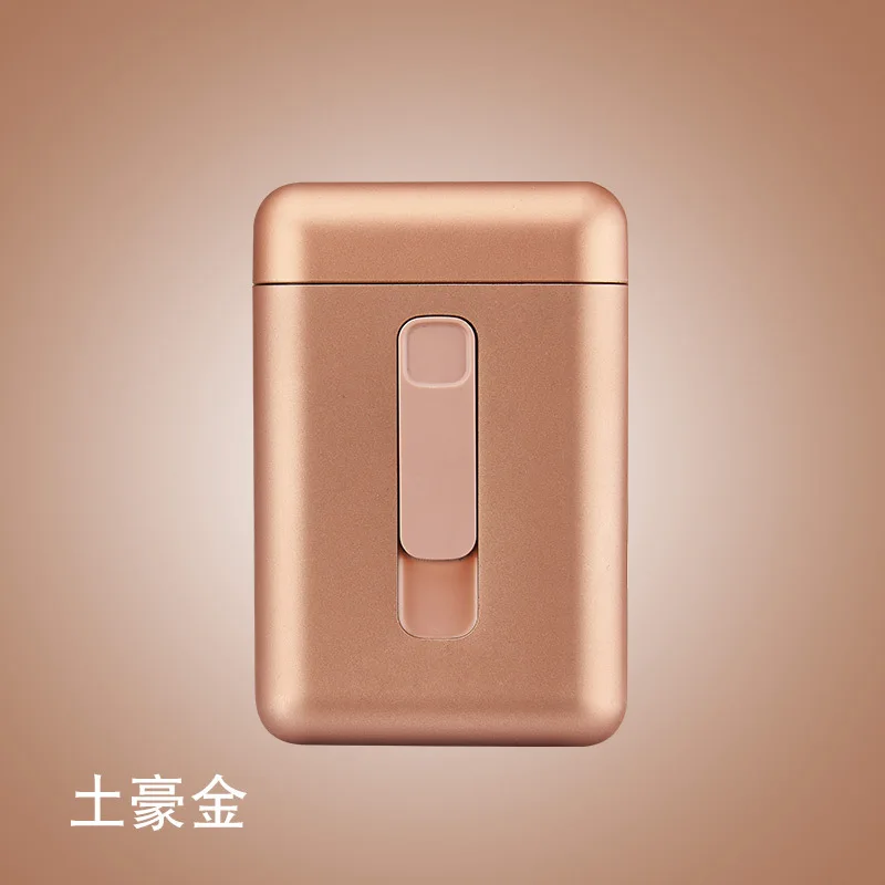 Gold PC пластик полный пакет 20 обычных сигарет чехол/коробка с зажигалкой USB Перезаряжаемый, беспламенный, ветрозащитный водонепроницаемый DH9008 - Цвет: Gold